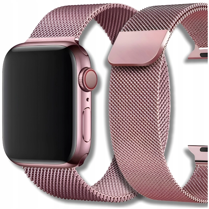Pasek Bransoleta mesh do Apple Watch 1/2/3/4/5/6/7/8/9/SE 38mm 40mm 41mm (Różowy)