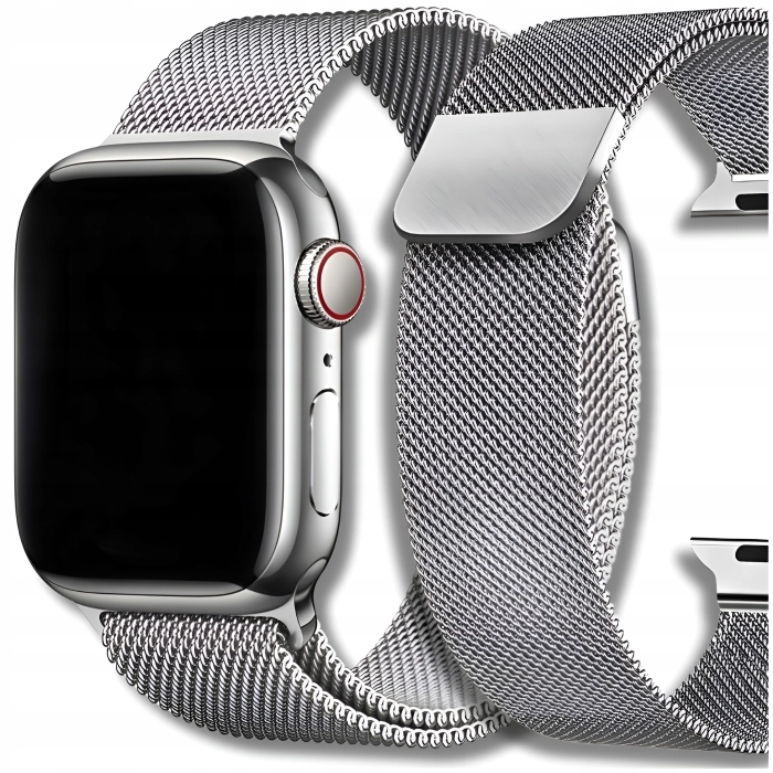 Pasek Bransoleta mesh do Apple Watch 1/2/3/4/5/6/7/8/9/SE 38mm 40mm 41mm (Srebrny)