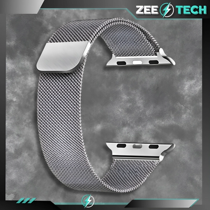 Pasek Bransoleta mesh do Apple Watch 1/2/3/4/5/6/7/8/9/SE 38mm 40mm 41mm (Srebrny)