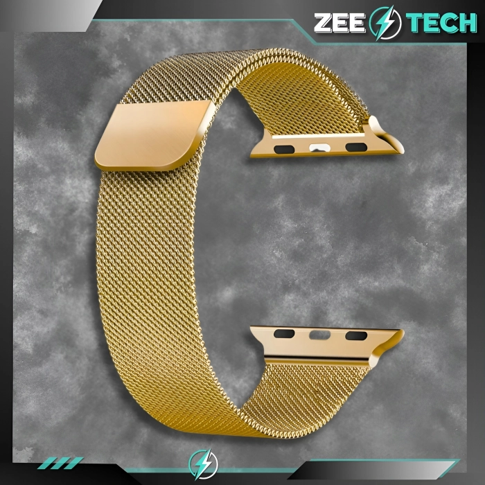 Pasek Bransoleta mesh do Apple Watch 1/2/3/4/5/6/7/8/9/SE 38mm 40mm 41mm (Złoty)