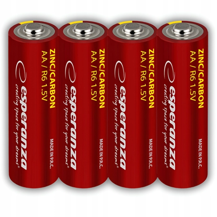 Baterie AA cynkowo-węglowe Esperanza duże paluszki R6 1.5V Czerwone (4 szt)