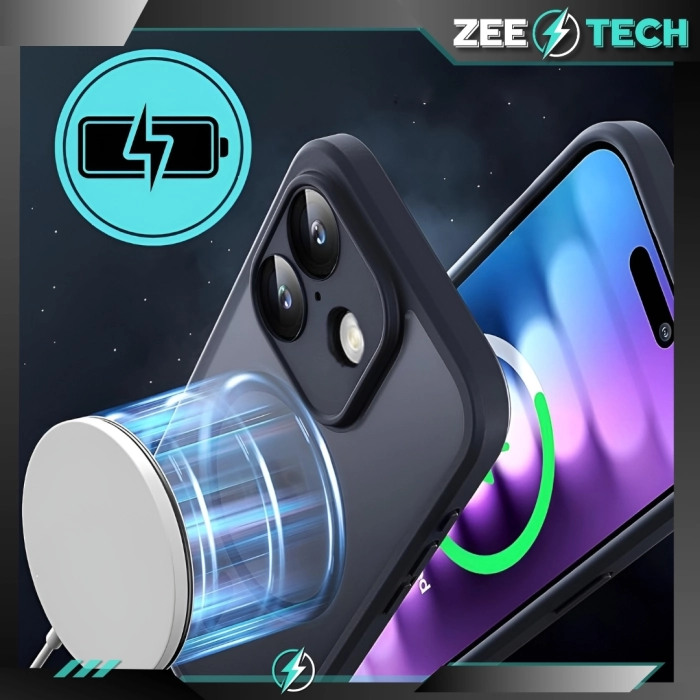 Etui matowe + szkło do iPhone 16 + Szkło - odporny case Magsafe (Czarne)