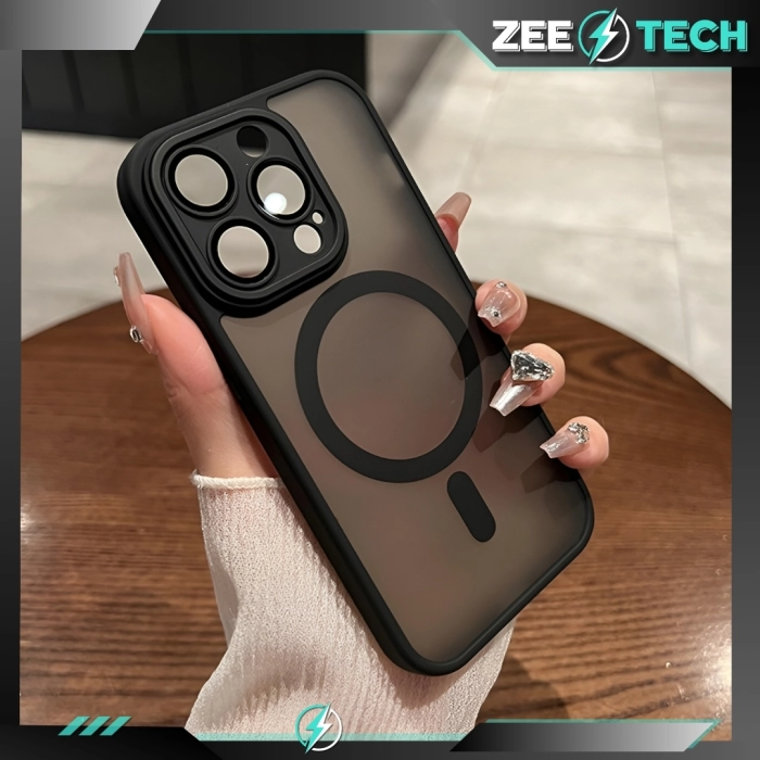 Etui matowe + szkło do iPhone 16 pro Max + Szkło - odporny case Magsafe (Czarne)