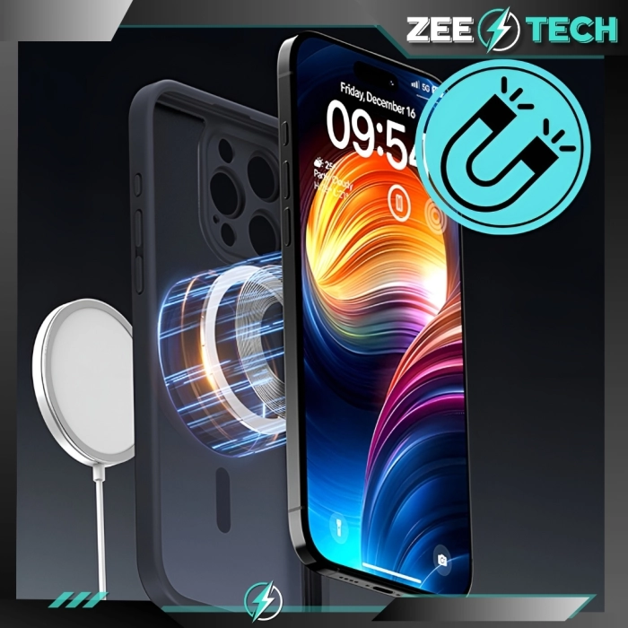 Etui matowe + szkło do iPhone 16 pro Max + Szkło - odporny case Magsafe (Czarne)