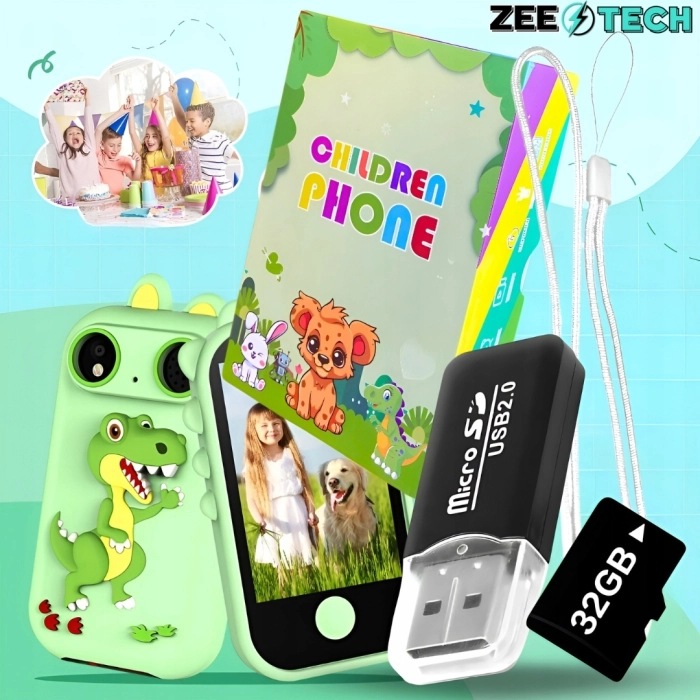 Telefon dla dzieci Z13 - zabawkowy aparat cyfrowy + Karta 32 GB (Lew)