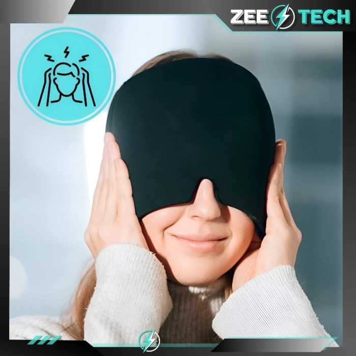 Czapka chłodząca na migrenę i ból głowy – żelowa maska kompres chłodzący, okład łagodzący bóle