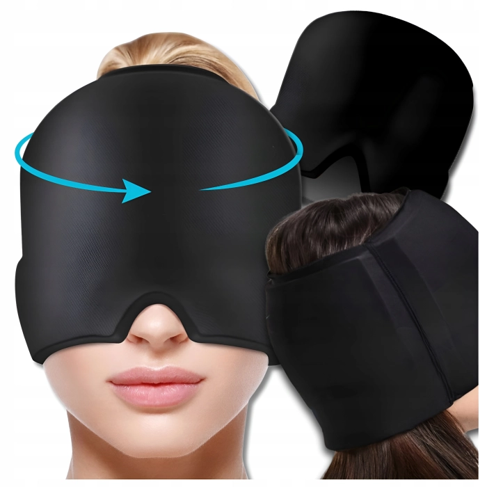 Czapka chłodząca na migrenę i ból głowy – żelowa maska kompres chłodzący, okład łagodzący bóle