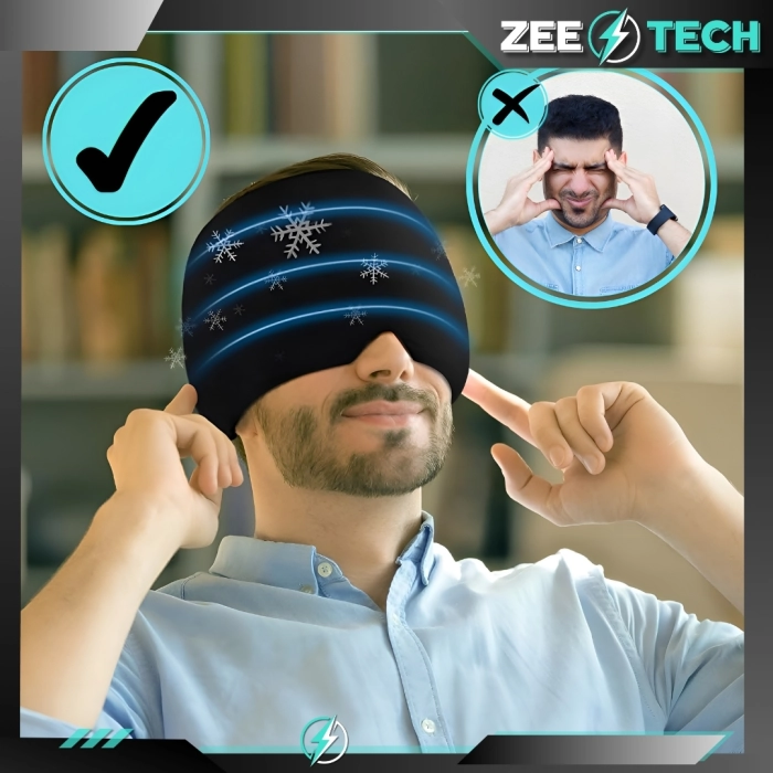 Czapka chłodząca na migrenę i ból głowy – żelowa maska kompres chłodzący, okład łagodzący bóle