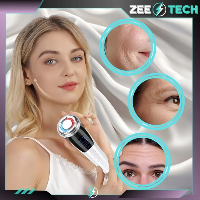 Masażer do twarzy i szyi 5w1 – EMS, mezoterapia bezigłowa, liftingujący, wibracyjny, ujędrniający, urządzenie soniczne