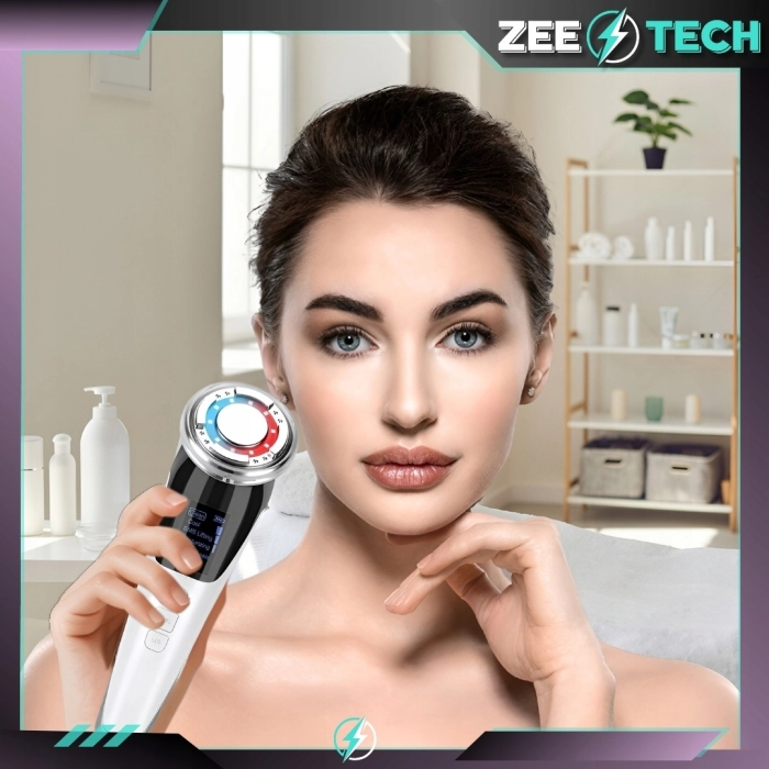 Masażer do twarzy i szyi 5w1 – EMS, mezoterapia bezigłowa, liftingujący, wibracyjny, ujędrniający, urządzenie soniczne