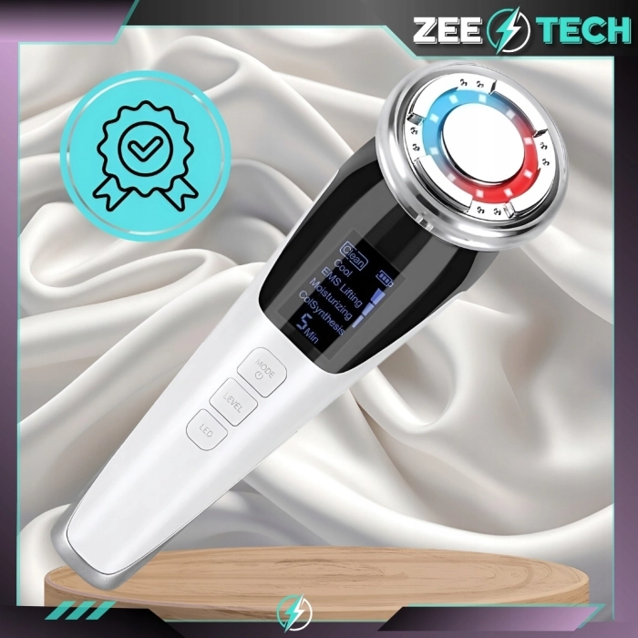 Masażer do twarzy i szyi 5w1 – EMS, mezoterapia bezigłowa, liftingujący, wibracyjny, ujędrniający, urządzenie soniczne