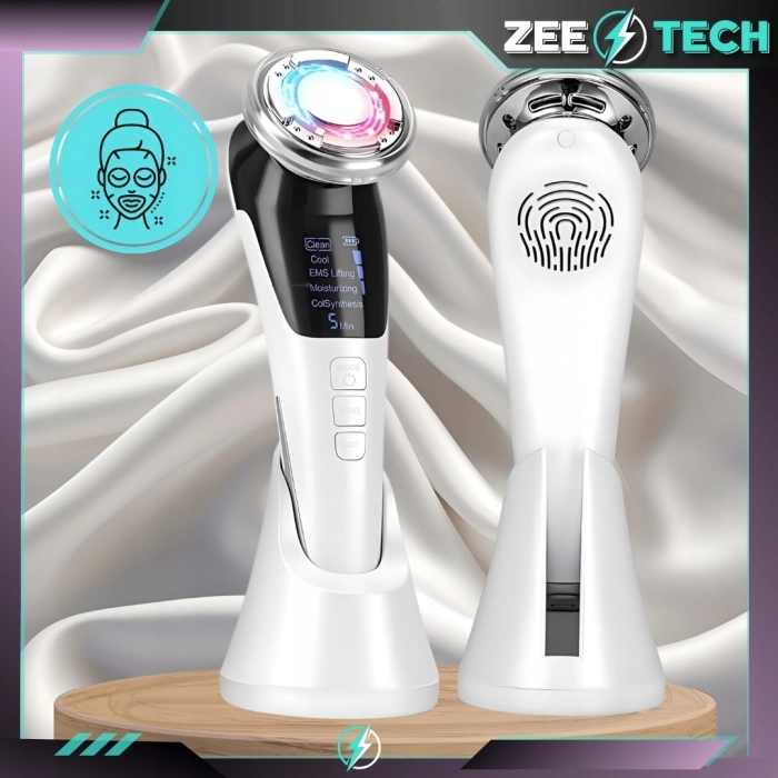 Masażer do twarzy i szyi 5w1 – EMS, mezoterapia bezigłowa, liftingujący, wibracyjny, ujędrniający, urządzenie soniczne