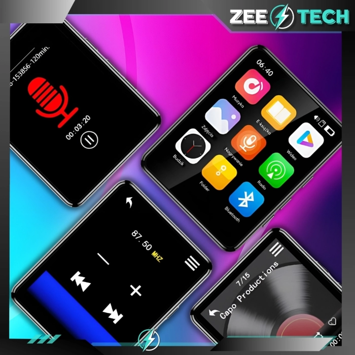 Odtwarzacz MP3 MP4 32GB – Bluetooth, radio FM, głośnik, dyktafon, słuchawki, polskie menu, przenośny