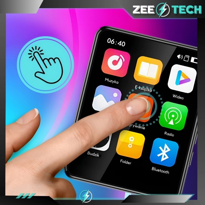 Odtwarzacz MP3 MP4 32GB – Bluetooth, radio FM, głośnik, dyktafon, słuchawki, polskie menu, przenośny
