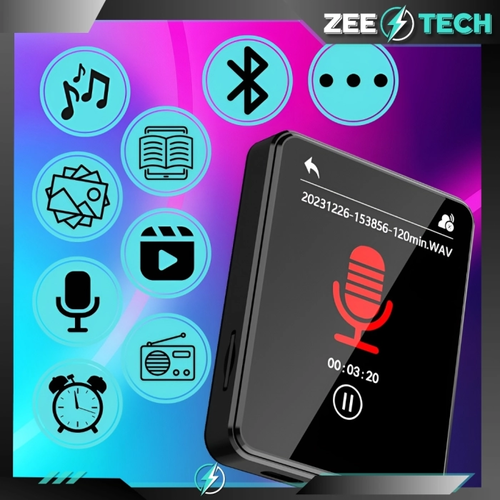Odtwarzacz MP3 MP4 32GB – Bluetooth, radio FM, głośnik, dyktafon, słuchawki, polskie menu, przenośny