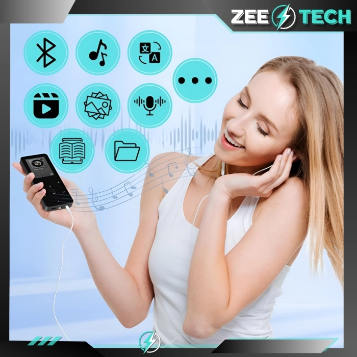 Odtwarzacz MP3 MP4 16GB – Bluetooth, radio, wbudowany głośnik, czytnik, dyktafon, słuchawki