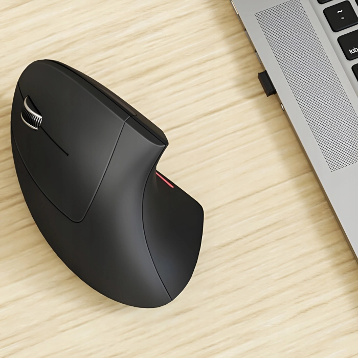 Myszka pionowa bezprzewodowa dla leworęcznych do komputera, laptopa – wertykalna, cicha + baterie