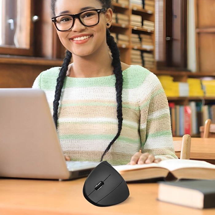 Myszka pionowa bezprzewodowa dla leworęcznych do komputera, laptopa – wertykalna, cicha + baterie