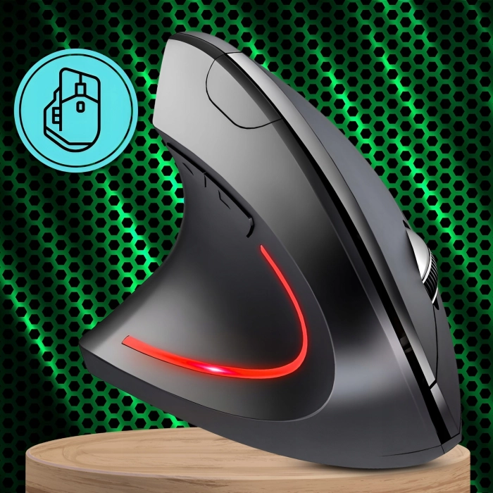 Myszka pionowa bezprzewodowa dla leworęcznych do komputera, laptopa – wertykalna, cicha + baterie