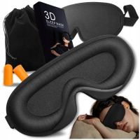 Opaska na oczy do spania 3D – maska zaciemniająca z regulacją + zatyczki do uszu i etui