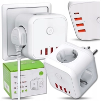 Rozgałęźnik Elektryczny 7w1 z Wyłącznikiem – Gniazdka Złodziejka 250V 4000W