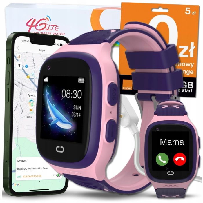Smartwatch dla dzieci ZLT31 – zegarek-telefon z GPS, kamerą i wideorozmowami (Różowy)