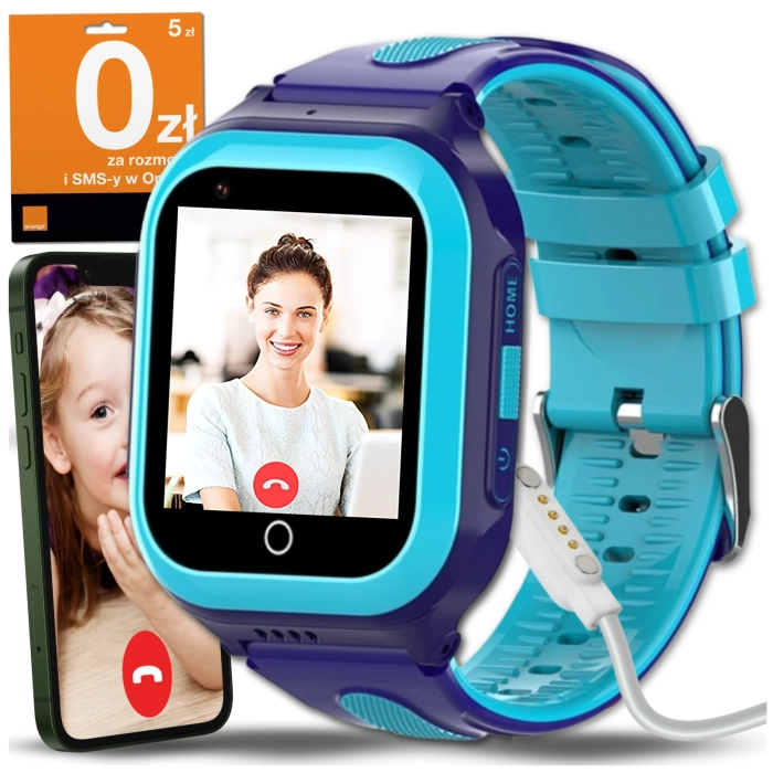 Smartwatch dla dzieci ZDF65 – zegarek-telefon z GPS, kamerą, WhatsApp i wideorozmowami (Niebieski)