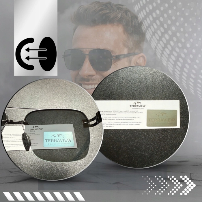 Okulary przeciwsłoneczne męskie Terraview pilotki UV400 + Etui (czarne)