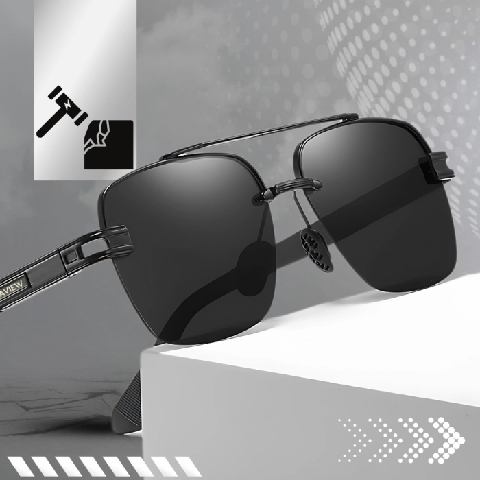 Okulary przeciwsłoneczne męskie Terraview pilotki UV400 + Etui (czarne)