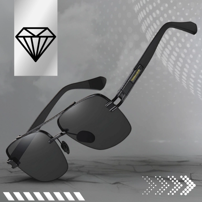 Okulary przeciwsłoneczne męskie Terraview pilotki UV400 + Etui (czarne)