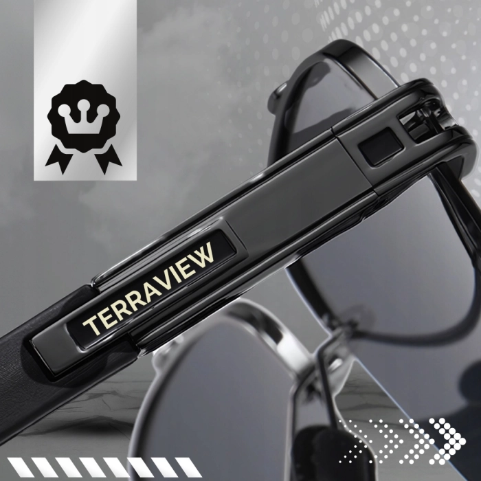 Okulary przeciwsłoneczne męskie Terraview pilotki UV400 + Etui (czarne)