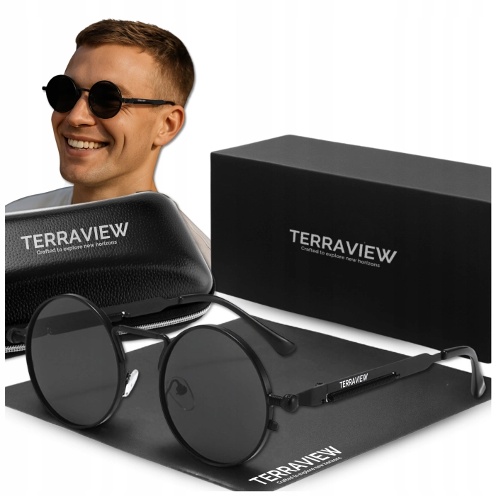 Okulary przeciwsłoneczne męskie Terraview leonki z polaryzacją UV400 + Etui (Czarne)
