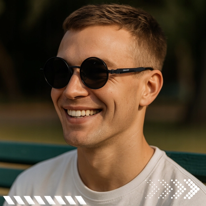 Okulary przeciwsłoneczne męskie Terraview polaryzacyjne lenonki UV400 + Etui (czarno-szare)