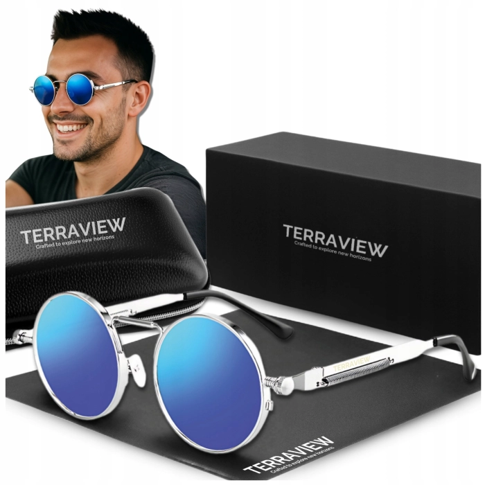 Okulary przeciwsłoneczne męskie Terraview lenonki z polaryzacją UV400 + Etui (Niebieskie)