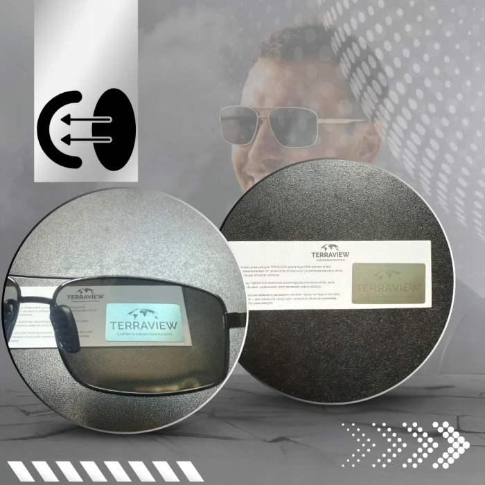 Okulary przeciwsłoneczne męskie Terraview pilotki z polaryzacją UV400 + Etui (Czarne)