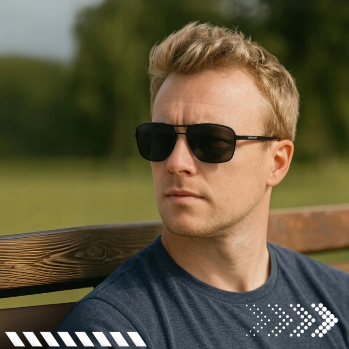 Okulary przeciwsłoneczne męskie Terraview pilotki z polaryzacją UV400 + Etui (Czarne)