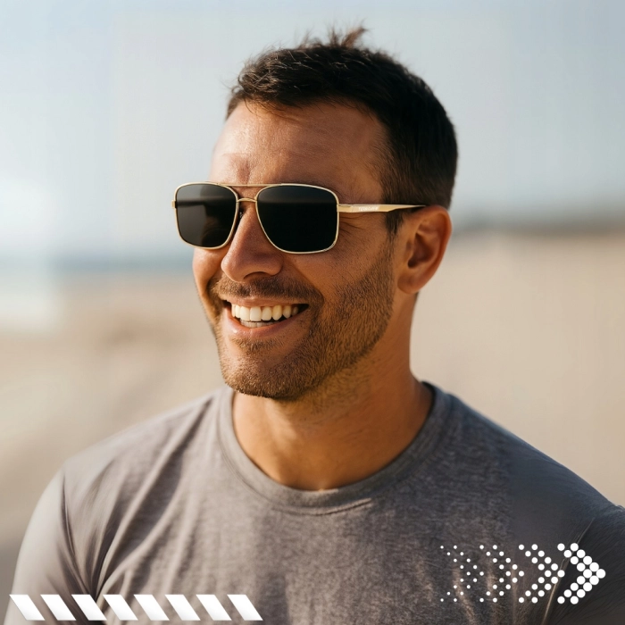 Okulary przeciwsłoneczne męskie Terraview pilotki z polaryzacją UV400 + Etui (Czarne)