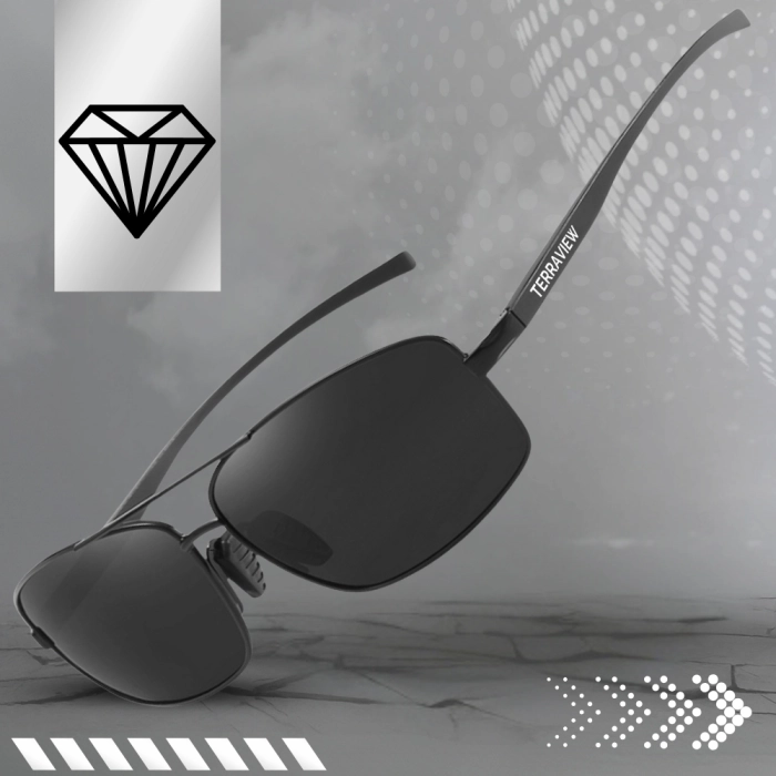 Okulary przeciwsłoneczne męskie Terraview pilotki z polaryzacją UV400 + Etui (Złote)