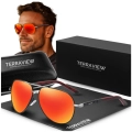 Okulary przeciwsłoneczne męskie Terraview aviatory z polaryzacją UV400 + Etui (pomarańczowe)