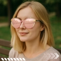 Okulary przeciwsłoneczne damskie Terraview kocie oczy z polaryzacją UV400 + Etui (Czarno-złote)