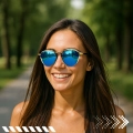 Okulary przeciwsłoneczne damskie Terraview kocie oczy z polaryzacją UV400 + Etui (Czarno-złote)