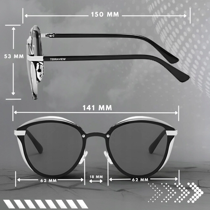 Okulary przeciwsłoneczne damskie Terraview kocie oczy z polaryzacją UV400 + Etui (Czarno-złote)