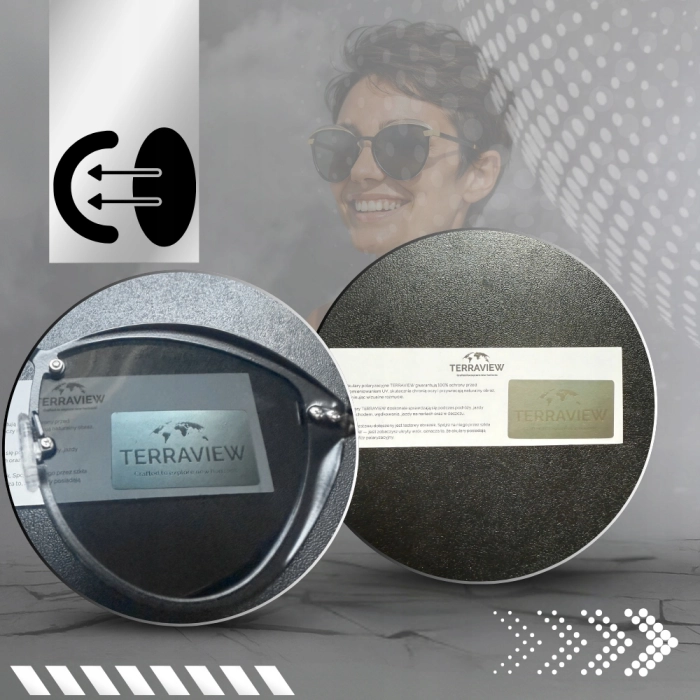 Okulary przeciwsłoneczne damskie Terraview kocie oczy z polaryzacją UV400 + Etui (Czarno-złote)