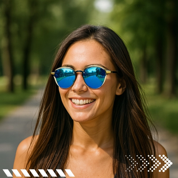 Okulary przeciwsłoneczne damskie Terraview kocie oczy z polaryzacją UV400 + Etui (Różowo- złote)