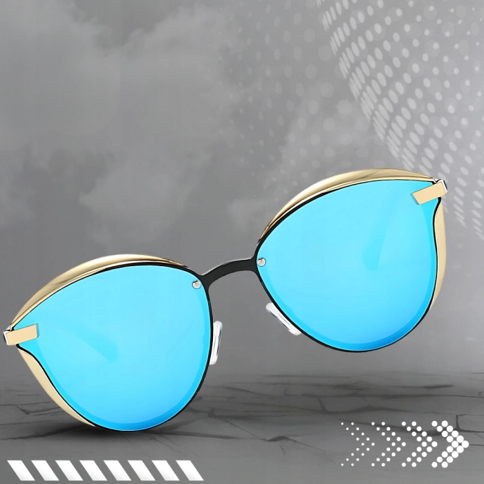 Okulary przeciwsłoneczne damskie Terraview kocie oczy z polaryzacją UV400 + Etui (Srebrno-czarne)