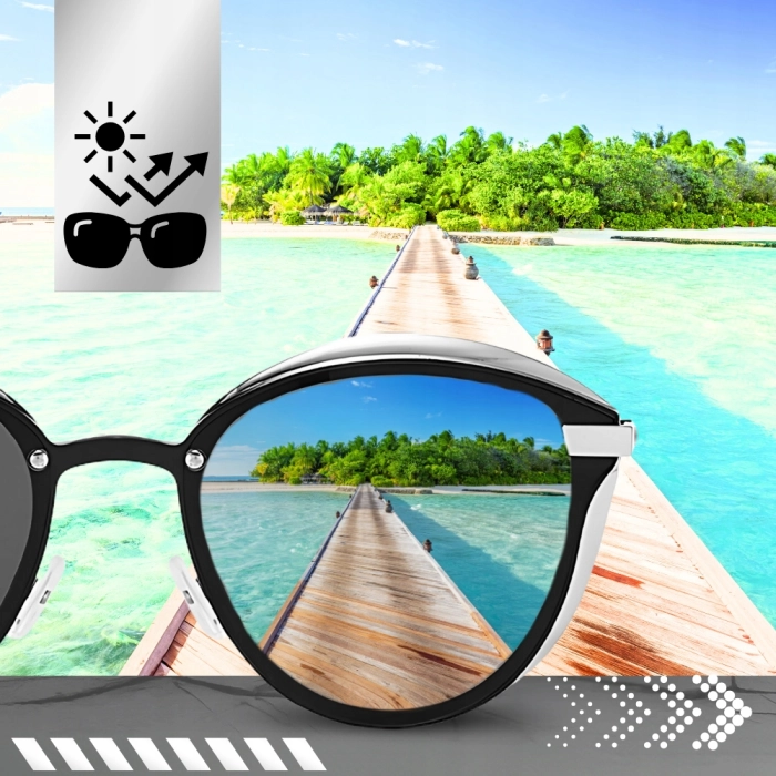 Okulary przeciwsłoneczne damskie Terraview kocie oczy z polaryzacją UV400 + Etui (Niebieskie)