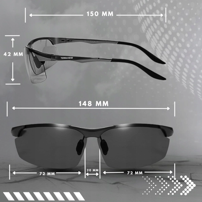 Okulary przeciwsłoneczne męskie sportowe Terraview z polaryzacją UV400 + Etui (Czarne)