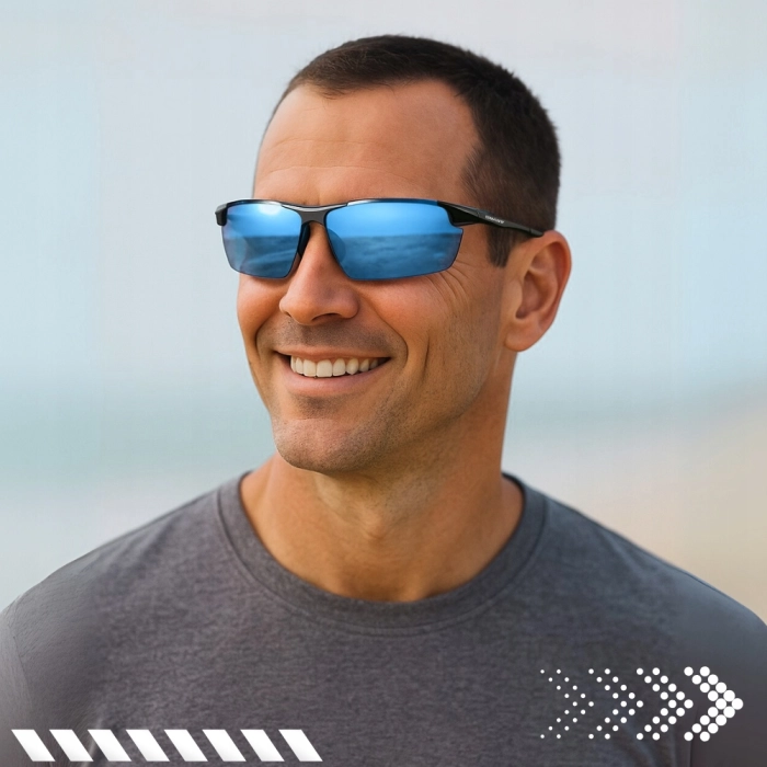 Okulary przeciwsłoneczne męskie sportowe Terraview z polaryzacją UV400 + Etui (Czarne)