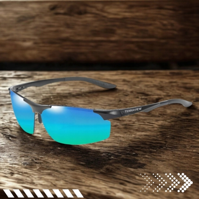 Okulary przeciwsłoneczne męskie sportowe Terraview z polaryzacją UV400 + Etui (Niebieskie)