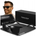 Okulary przeciwsłoneczne męskie nerdy Terraview z polaryzacją UV400 + Etui (Czarne)